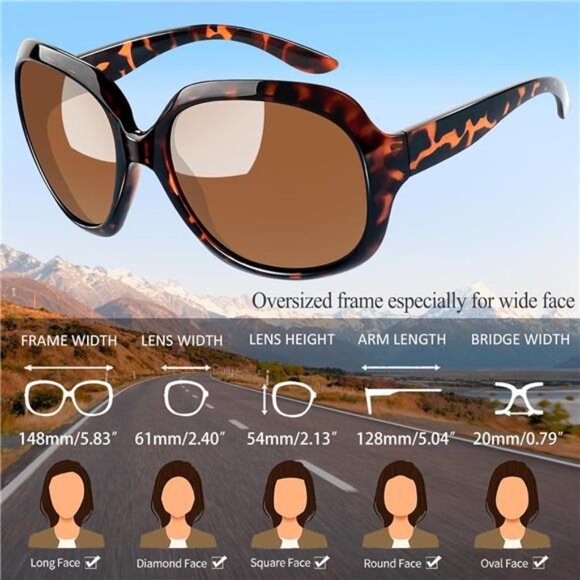 Women\'s Oversized Sunglasses Trendy Polarized Large Driving Sun Glasses main image 4